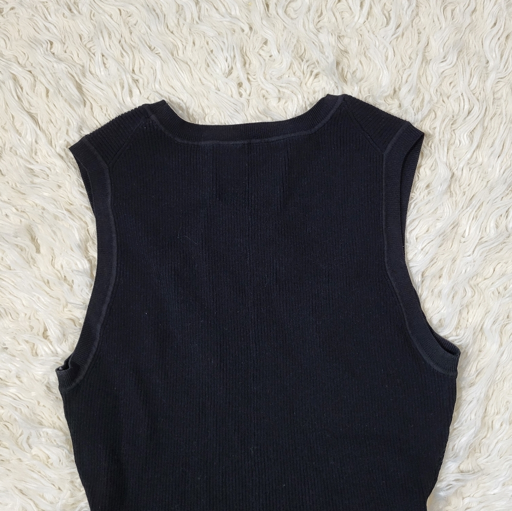 Veronica Beard Black Ribbed Arago Peplum Top Dress, Medium - Picture 12 of 14